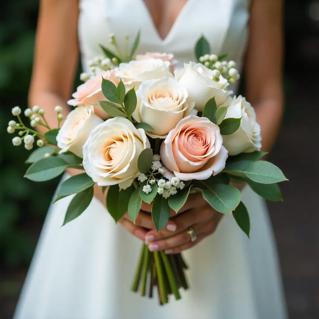 Elegant wedding bouquet with blush roses